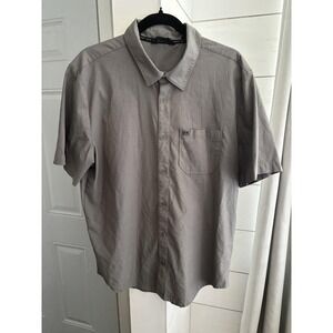 KUIU Shirt Mens XL Gray Short Sleeve Button Up Lightweight Nylon Hiking Outdoor